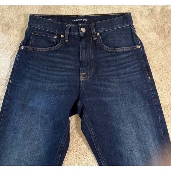 Calvin Klein Mens Jeans Straight Leg 28x30 Dark Wash Denim Black Label Like New - Picture 3 of 10